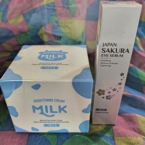 Milk Brightening Cream and Sakura Eye Serum Bundle.